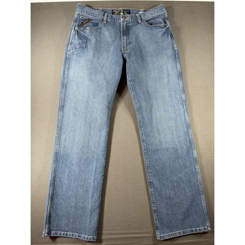 Ariat Rebar M4 Relaxed Boot Jeans Mens 36x34 Medium Wash Blue Denim Workwear